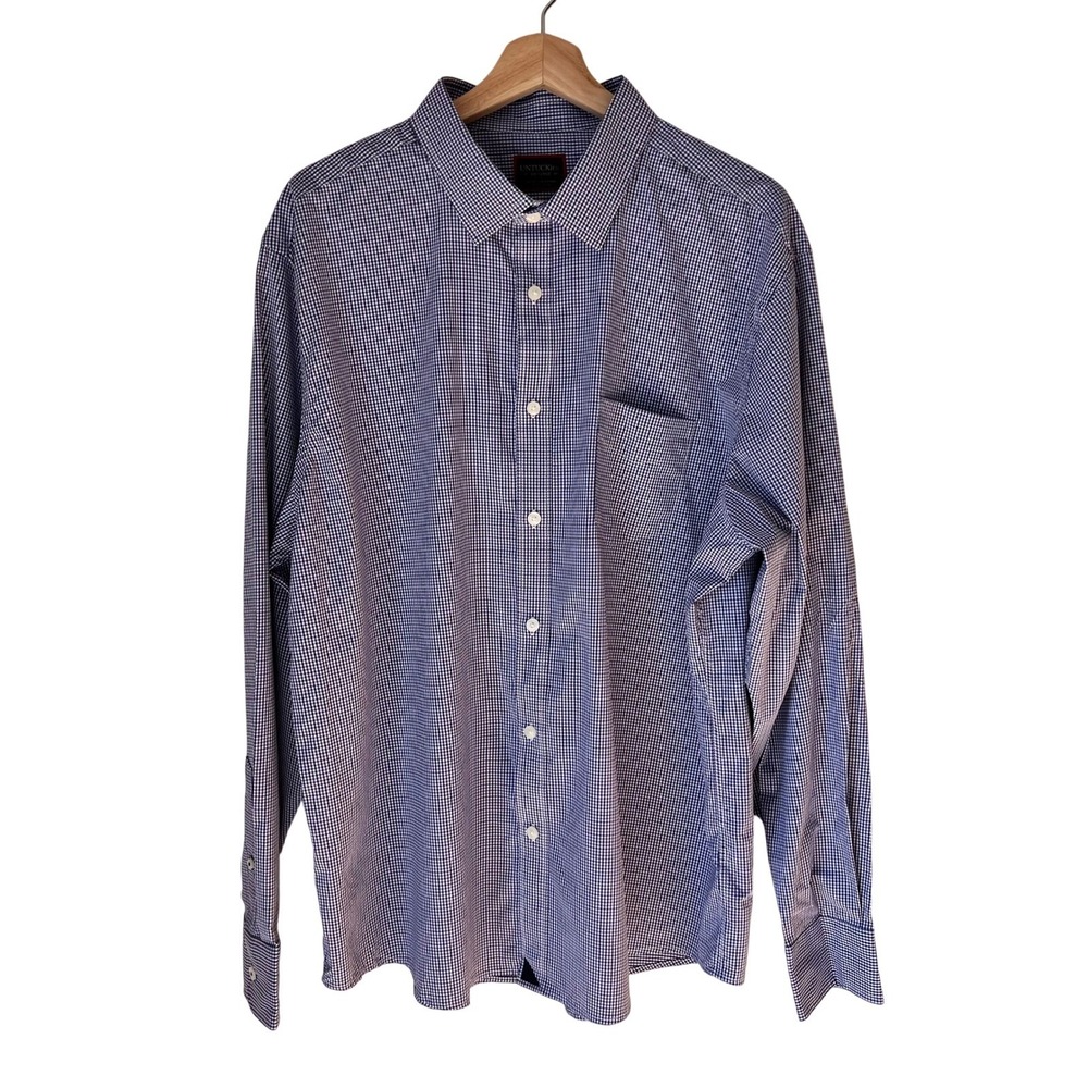 UNTUCKIT Performance Button Down Shirt‎ Mens XX Large Blue Gingham Long Sleeve